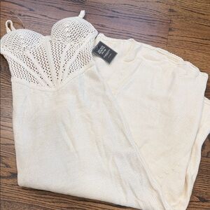 Cream Crochet Bustier Knit Maxi Dress